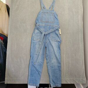 NWT Duluth wrap around tie blue Jean overalls size 4 30X28 A3-32